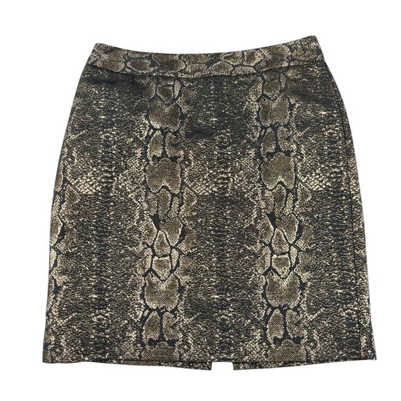 Worthington Metallic Gold Snakeskin Print Lined Skirt Size 4 - Picture 1 of 16